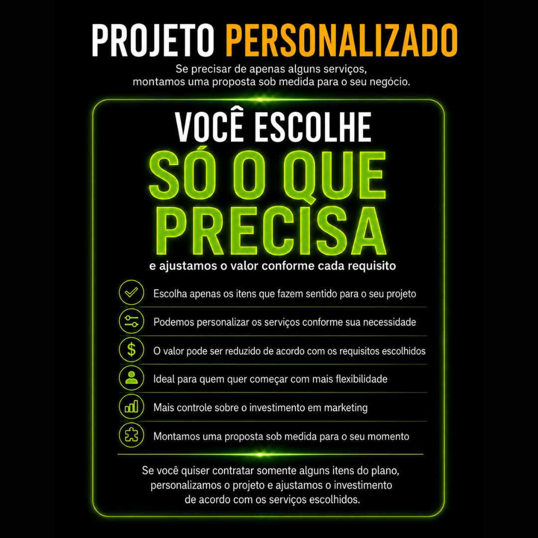 Projeto Personalizado Gravon Company — você escolhe só o que precisa