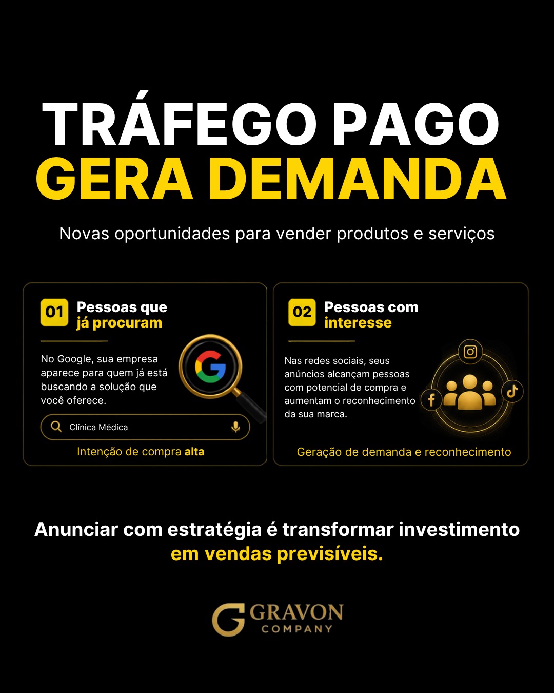 Tráfego Pago gera demanda — Google Ads para quem procura e Meta Ads para quem tem interesse